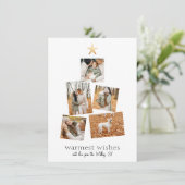 Boho Modern kerstboom 5 Foto Collage Holiday Feestdagenkaart (Staand voorkant)