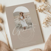 Boho Modern Minimal Photo Arch Grad Announcement Kaart