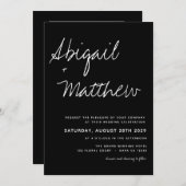 Boho Modern Minimalist Black and White Wedding Kaart (Voorkant / Achterkant)