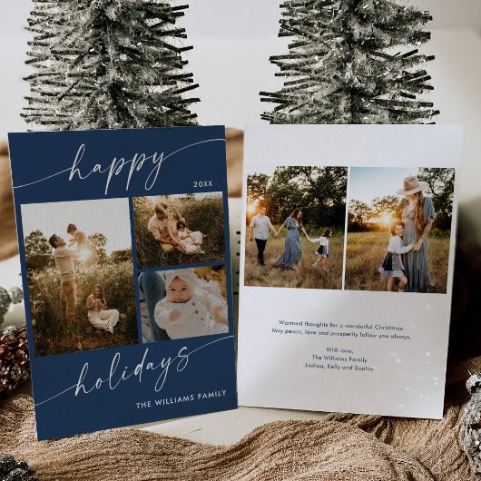 Boho Modern Multiple Photos Carte de Noël