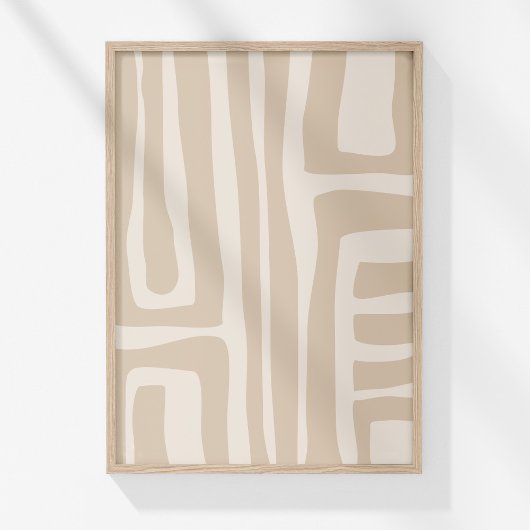 Boho Modern Muted Beige Neutral Abstracte Kunst Poster
