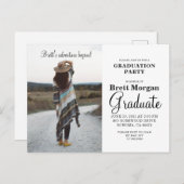 Boho Modern Photo Graduation Party Invitation Pos (Devant / Derrière)