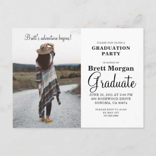 Boho Modern Photo Graduation Party Invitation Pos (Devant)