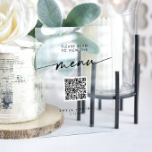 Boho Modern QR Code Clear Acryl Trouwmenu Acryl Bord