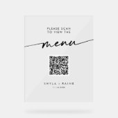 Boho Modern QR Code Clear Acryl Trouwmenu Acryl Bord (Voorkant)