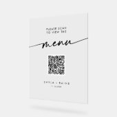 Boho Modern QR Code Clear Acrylique Mariage Menu (Angle)
