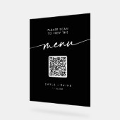 Boho Modern QR Code Menu Mariage noir (Angle)
