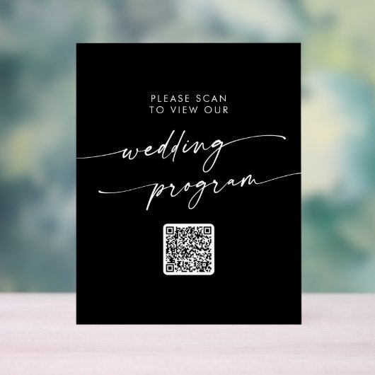 Boho Modern QR Code Programme de mariage noir (Neutre)