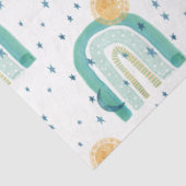 Boho Modern Rainbow Blauwgroen Blue Sun Moon Stars Tissuepapier (Detail)