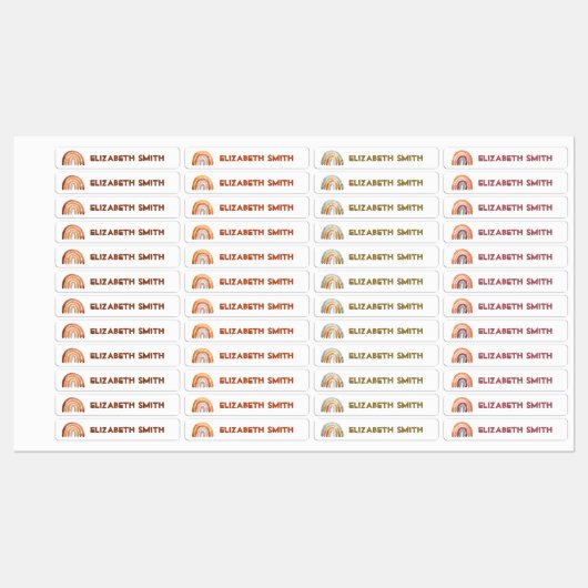 Boho Modern Rainbow Collecties Naam School Labels (Vel)