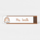 Boho Modern Rainbow Teacher Apple Bureau Naambordje (Voorkant)