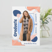 Boho Modern Retro Photo Graduation Invitation (Debout devant)