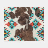 Boho Modern Rustiek Zuid-Western Koeienhuid Naam Fleece Deken (Voorkant (Horizontaal))