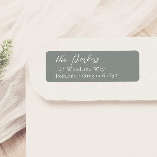 Boho Modern Script Naam Sage Green Etiket