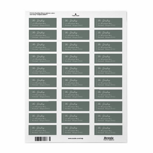 Boho Modern Script Naam Sage Green Etiket (Full Sheet)