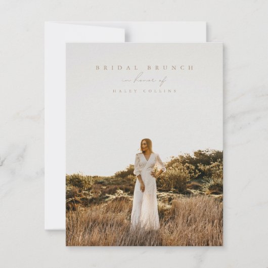 Boho Modern Script Photo Bridal Brunch Invitation (Devant)