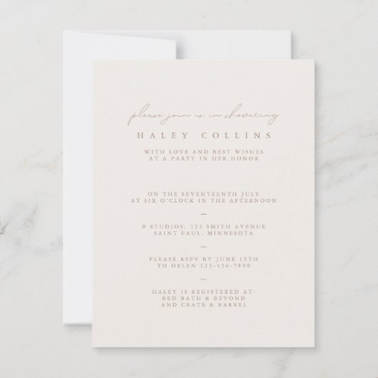 Boho Modern Script Photo Bridal Brunch Invitation (Dos)