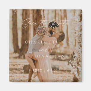 Boho Modern Simple Photo Wedding Save the Date Magneet