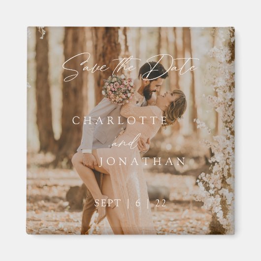 Boho Modern Simple Photo Wedding Save the Date Magneet (Voorkant)