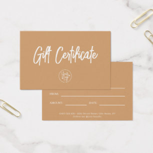 Boho Modern Small Business Cadeaucertificaat Visitekaartje