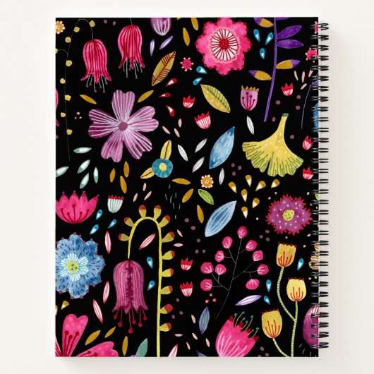 Boho Modern Waterverf Floral Custom Text Recipe Notitieboek (Achterkant)