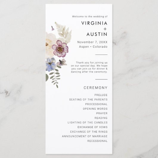 Boho Modern Wedding Programma (Voorkant)