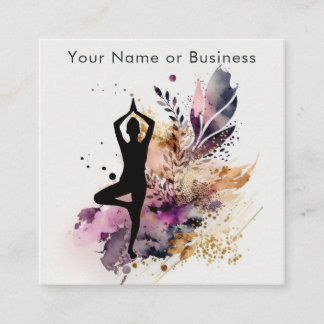 Boho Modern Yoga Meditation Paars, Oranje, Cream Vierkante Visitekaartje