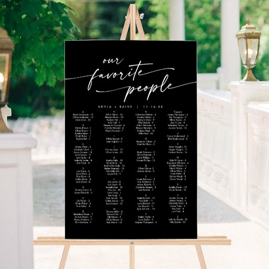 Boho Modern Zwart Acryl Trouwstoel Grafiek Bord