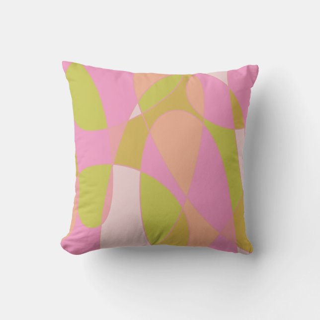 Boho Moderne Abstracte Kunst | Roze Lime Groen Kussen (Voorkant)