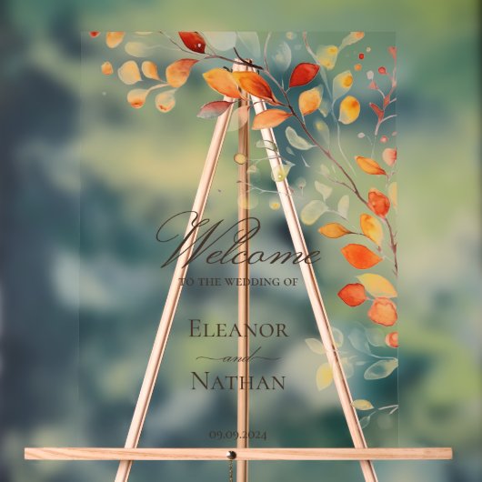 Boho moderne aquarelle automne Feuilles d'automne  (Neutre)