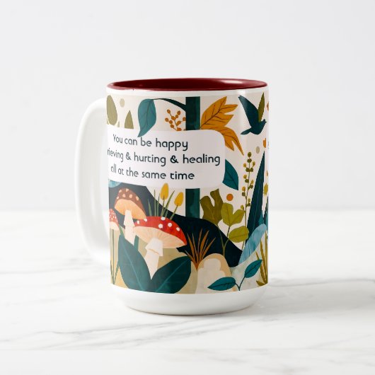 Boho moderne Art folklorique Nature Collage Mug de (Devant gauche)