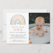 Boho moderne Baby Birthday Photo Invitation (Devant)