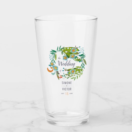 Boho Moderne Bloemenlelie van Vallei Bruiloft Glas (Voorkant)