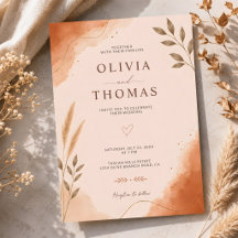 Boho Moderne Bloemige Elegante Terracotta Trouwkaa