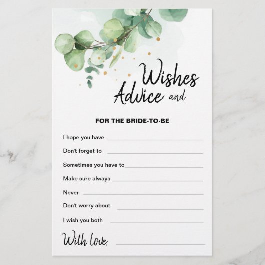 Boho Moderne Eucalyptus Mariage souhaite carte con (Devant)