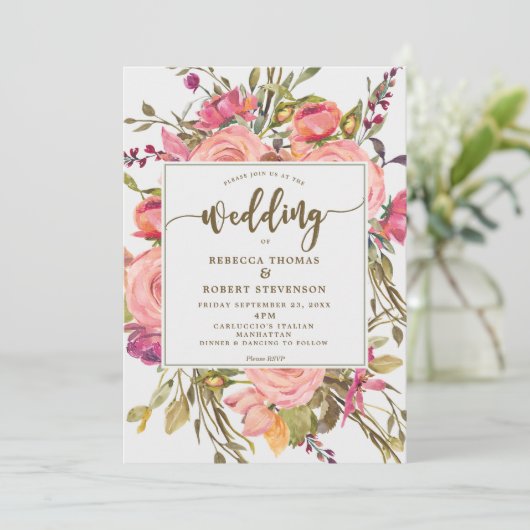 boho moderne fleur sauvage faire-part de mariage g (Debout devant)