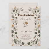 Boho Moderne Folk Thanksgiving Dîner Invitation (Devant / Derrière)