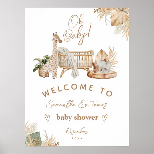 Boho Moderne Geslacht Neutrale Baby Shower Poster (Voorkant)