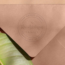 Boho moderne hart ronde familie retour adres