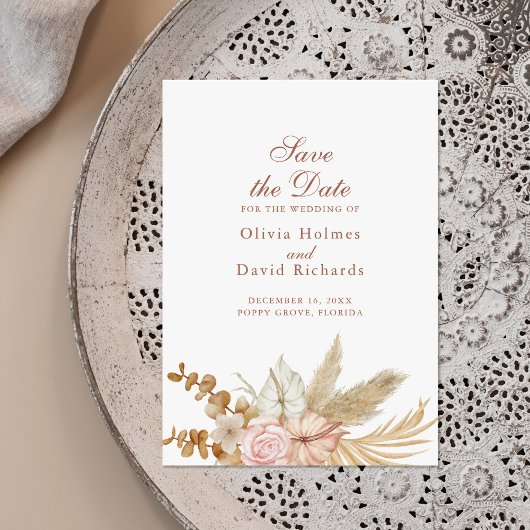 Boho Moderne Herbe de Pampas Minimal Faire-Part de