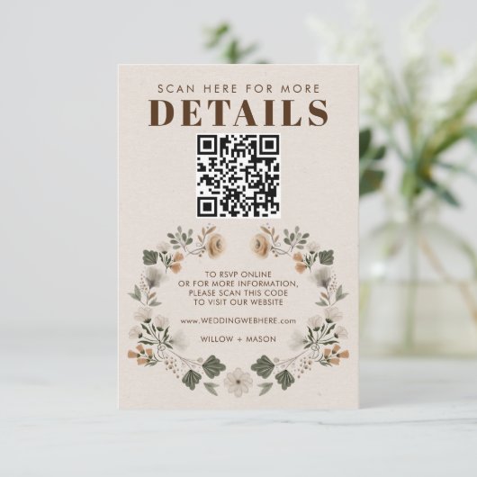 Boho moderne mariage folklorique RSVP détails QR C (Debout devant)