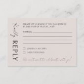 Boho moderne minimalistische bruiloft RSVP kaartje (Voorkant)