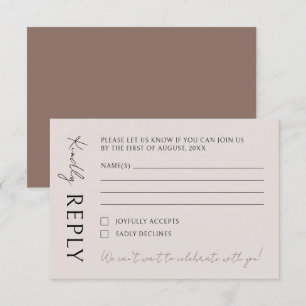 Boho moderne minimalistische bruiloft RSVP kaartje