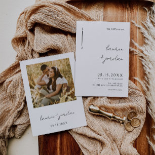 Boho moderne minimalistische foto bruiloft kaart