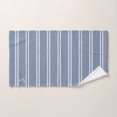 Boho Moderne Monogramme Nom Rayé Bleu Côtiers (Serviette à main)