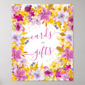 Boho moderne paarse bloemenkaarten geschenken brui poster (Voorkant)