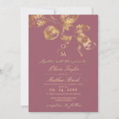 Boho moderne Pantone & Gold Faire-part de mariage (Devant)