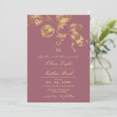 Boho moderne Pantone & Gold Faire-part de mariage (Debout devant)