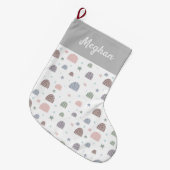 Boho moderne pastel regenboog sterren monogram grote kerstsok (Voorkant (Hangend))