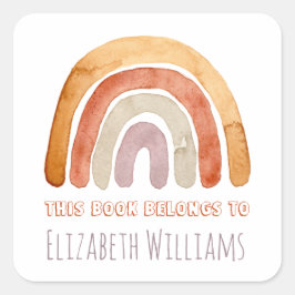 Boho Moderne Regenboog Gepersonaliseerde Naam Scho Vierkante Sticker